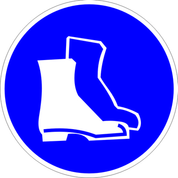 M05 работать в защитной обуви (пластик, 200х200 мм) - Знаки безопасности - Предписывающие знаки - Магазин охраны труда и техники безопасности stroiplakat.ru